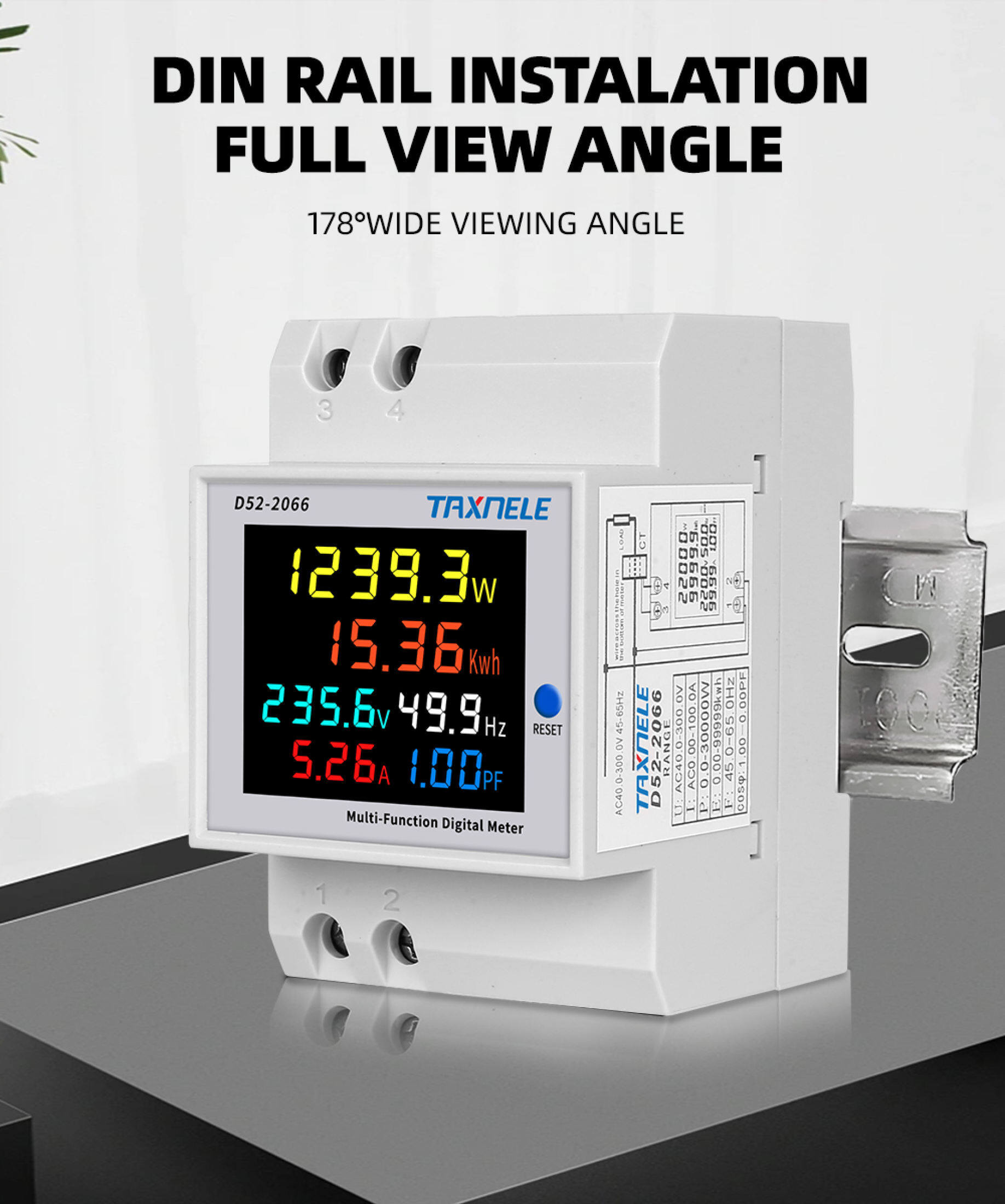 D52-2066 6IN1 din rail AC monitor 220V 380V 100A Voltage Current Power ...