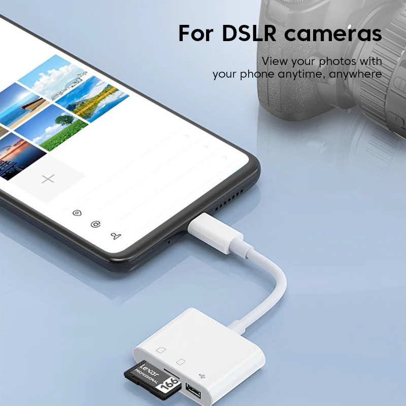 TF SD Card Reader for Android Phones 3 in 1 Type C to Camera USB ...