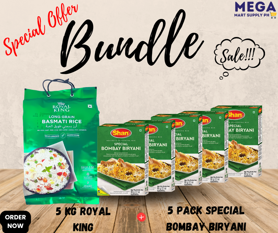 Royal King Long Grain Basmati Rice 5kg, & 5 pack Shan Bombay Biryani ...