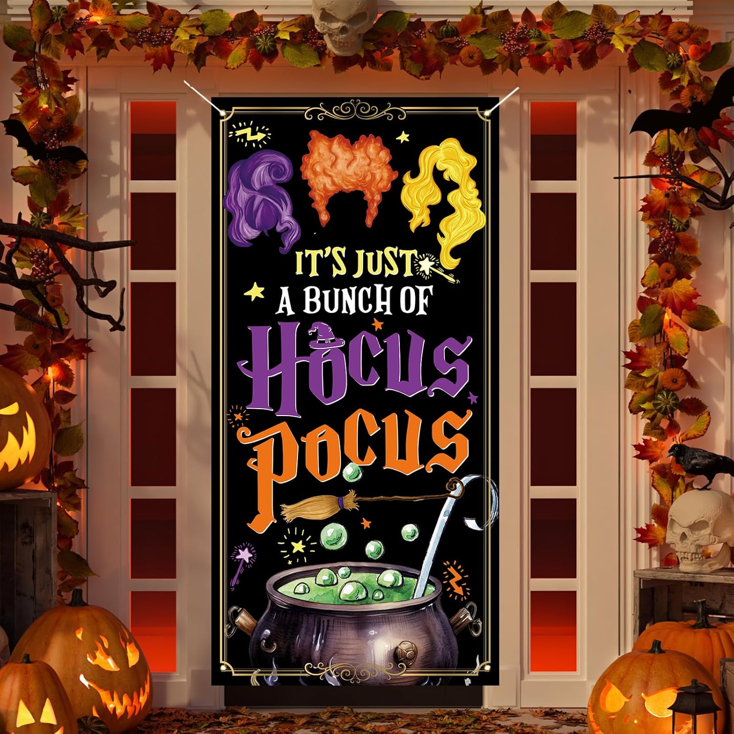 Hocus Pocus Sanderson Sisters Door Banner - Halloween Porch Sign for