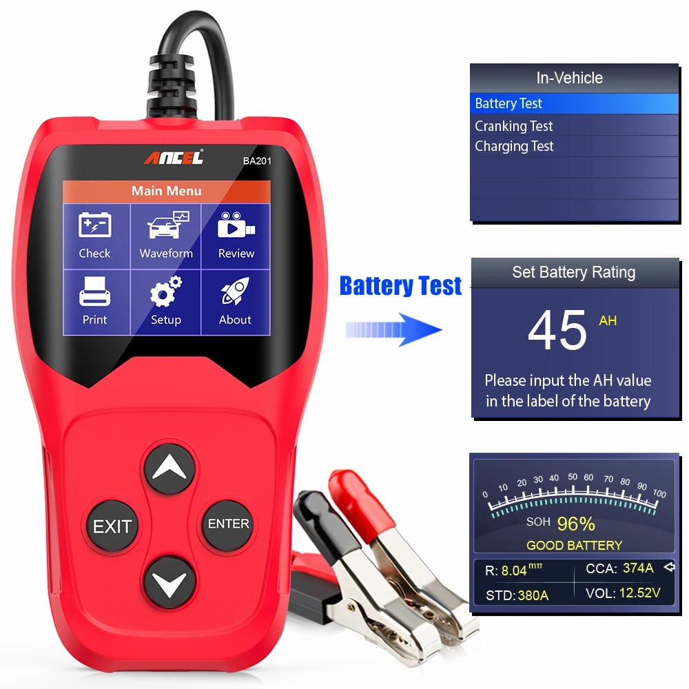 ANCEL BA101 12V Car Auto Load Battery Tester Tool Digital Analyzer 100 ...