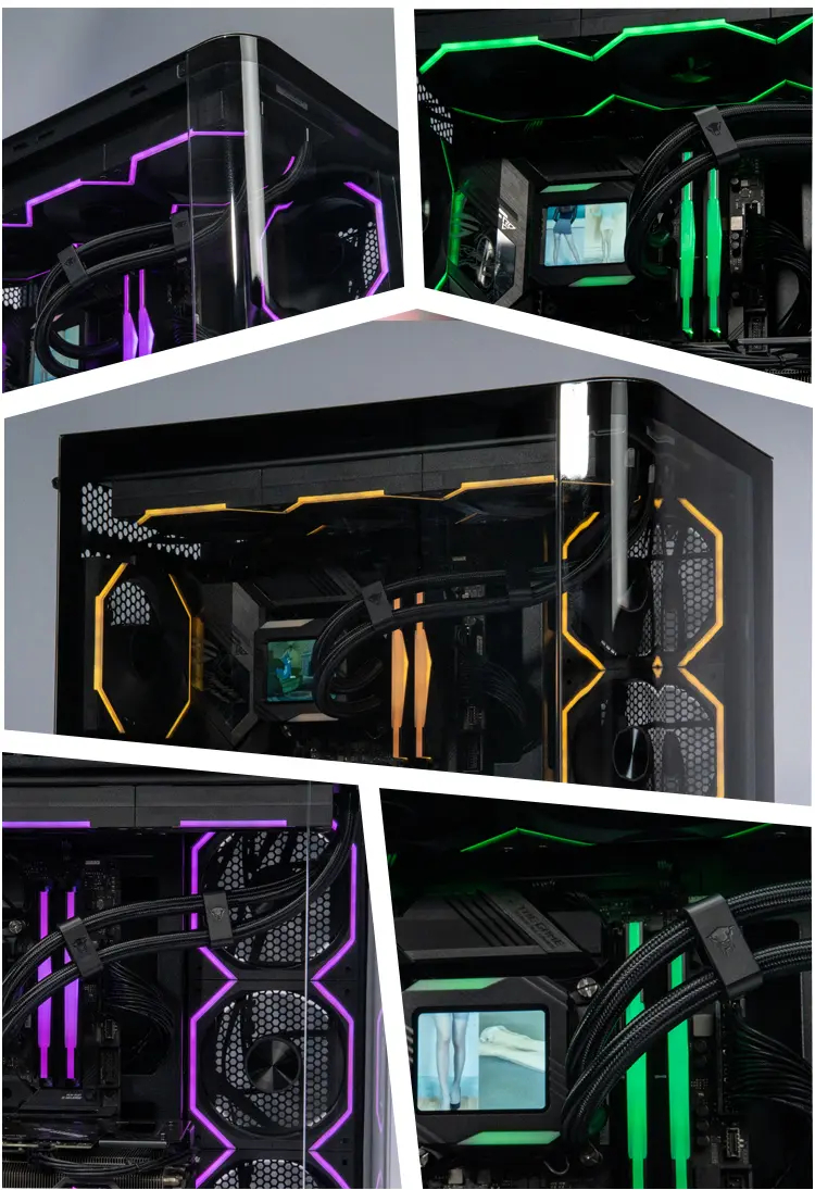 Jungle Leopard AC-01 ATX PC Case Black White Curved Glass Dual ...