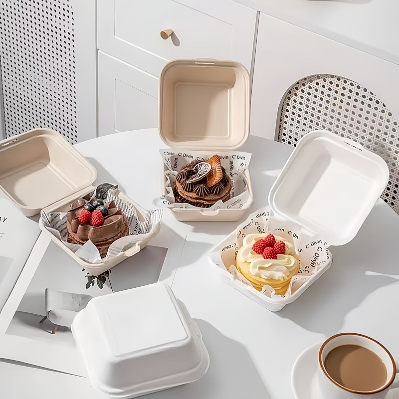 450ml Bagasse Sugarcane Bento Cake Burger Clamshell Takeout box/ Eco ...