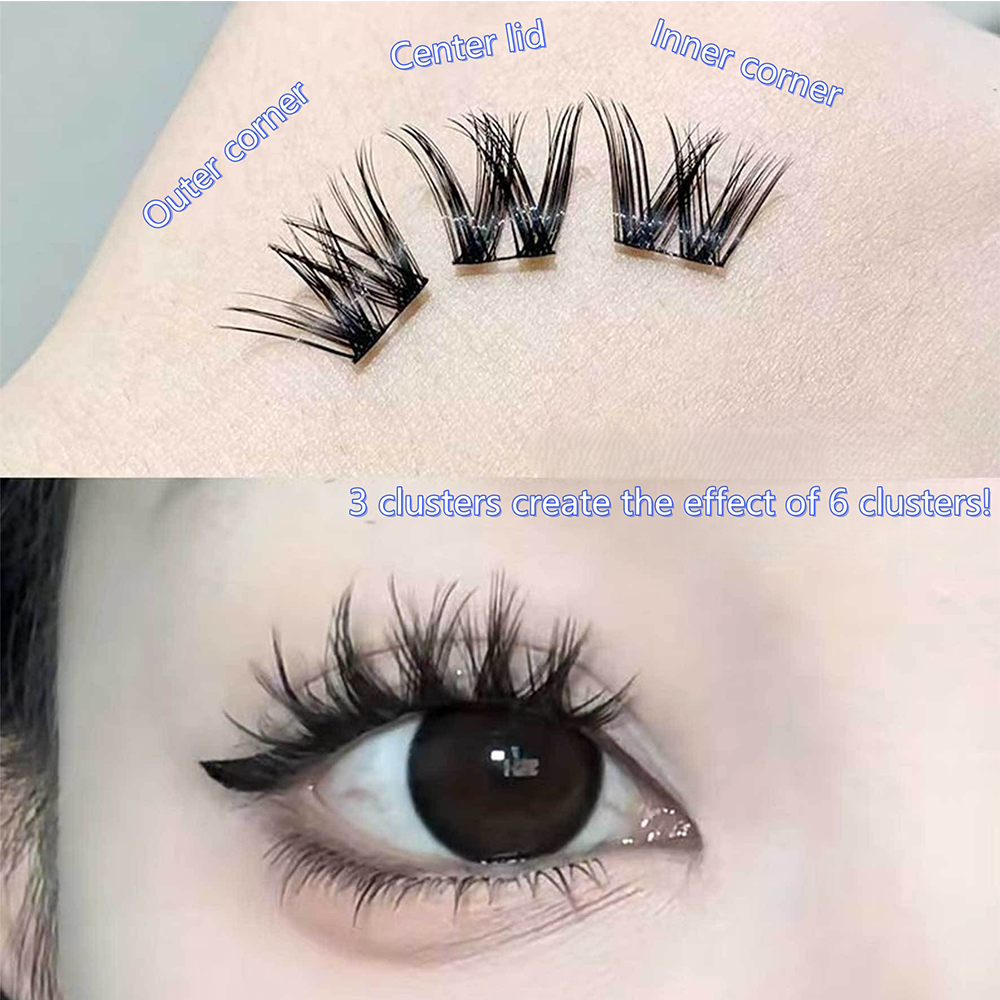Pre-Glued Eyelashes: W-Shaped Messy Thick C-Shaped Curled Eyelashes And ...