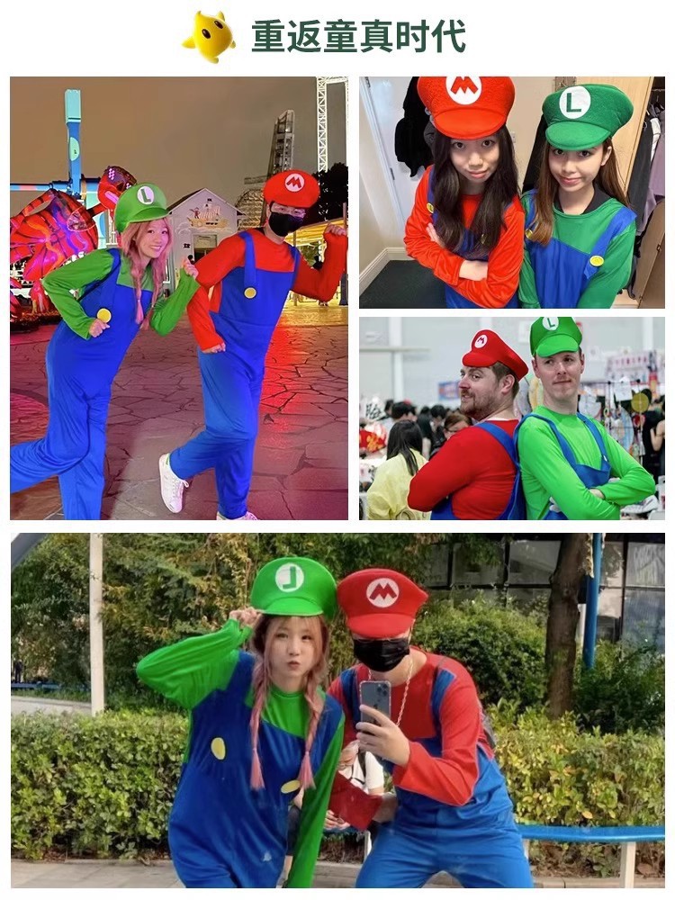 Halloween Super Mario Costume Anime cosplay Costume Mario Suit Theme ...