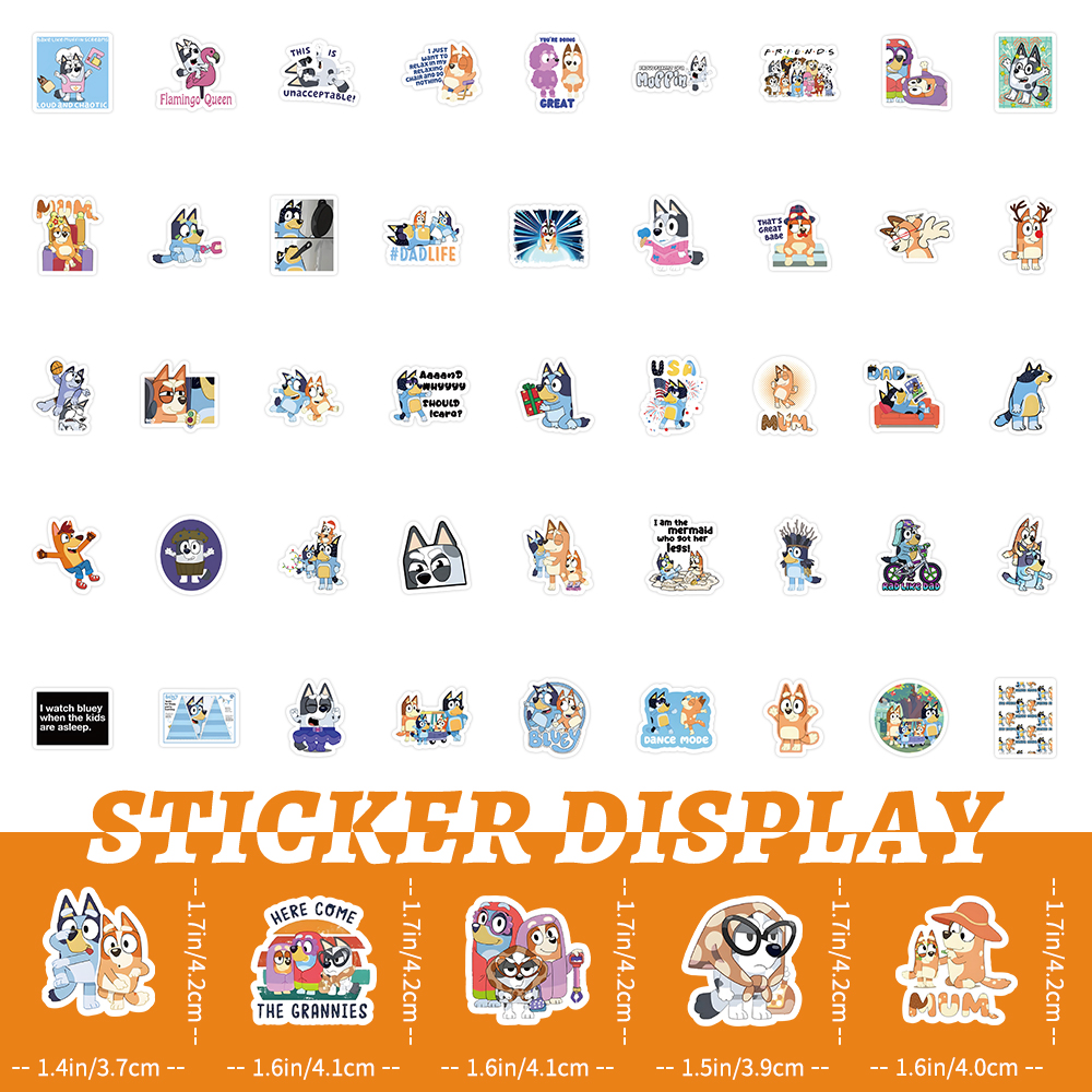 103pcs Cartoon Bluey Sticker DIY Computer Suitcase Guitar Waterproof ...
