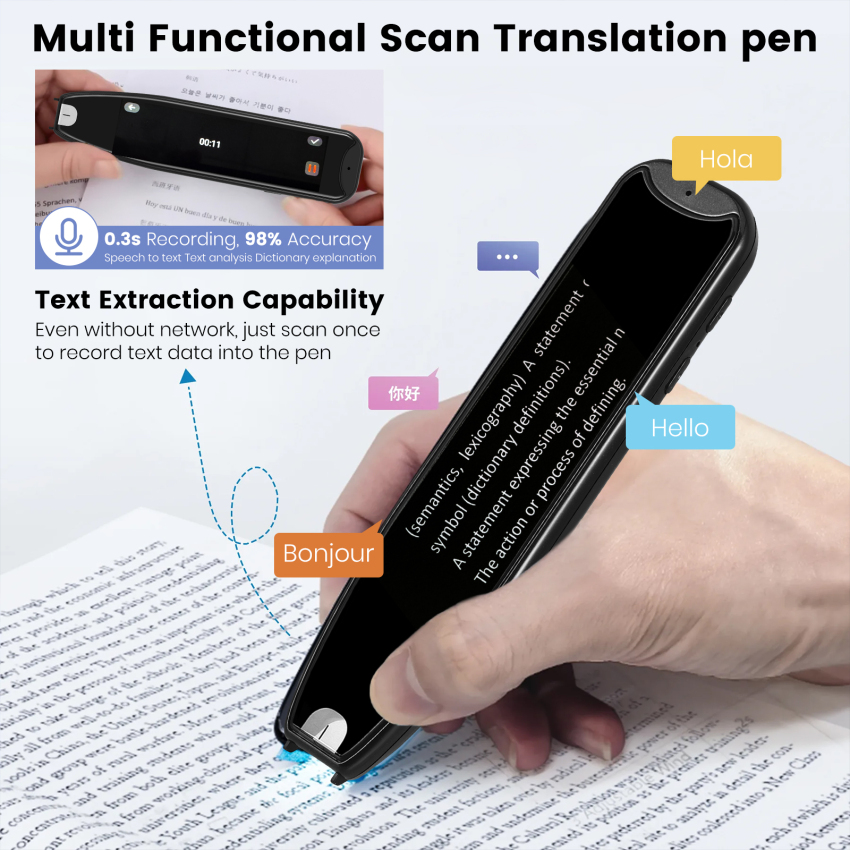 Upgraded Scan Reader Pen, Portable 134 Language Translator Device Scan ...