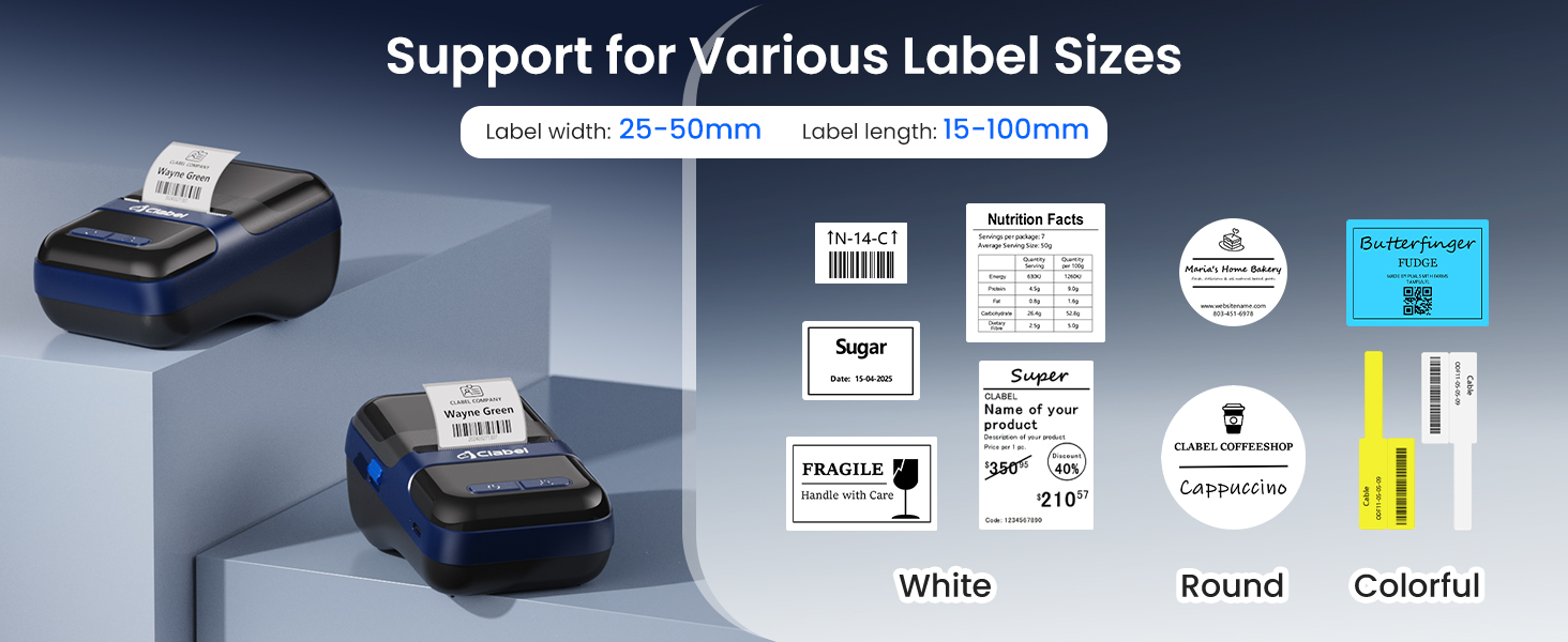 CLABEL 230B Portable Bluetooth Label Printer 300DPI High Resolution ...
