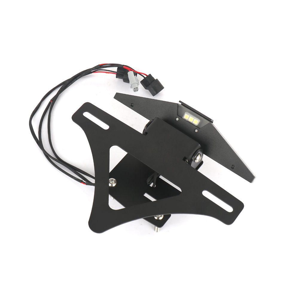 Motorcycle Tail Tidy License Plate Holder - Black CNC Aluminum Fender Eliminator With LED 1 thumbnail image