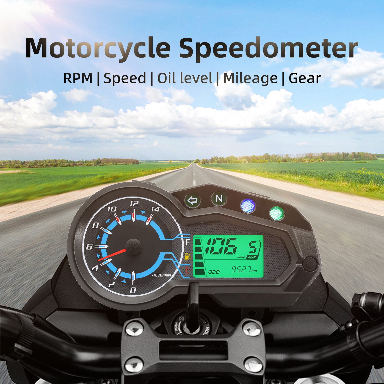 Motorcycle Speedometer Suitable For All 12V Motorcycles Universal ...