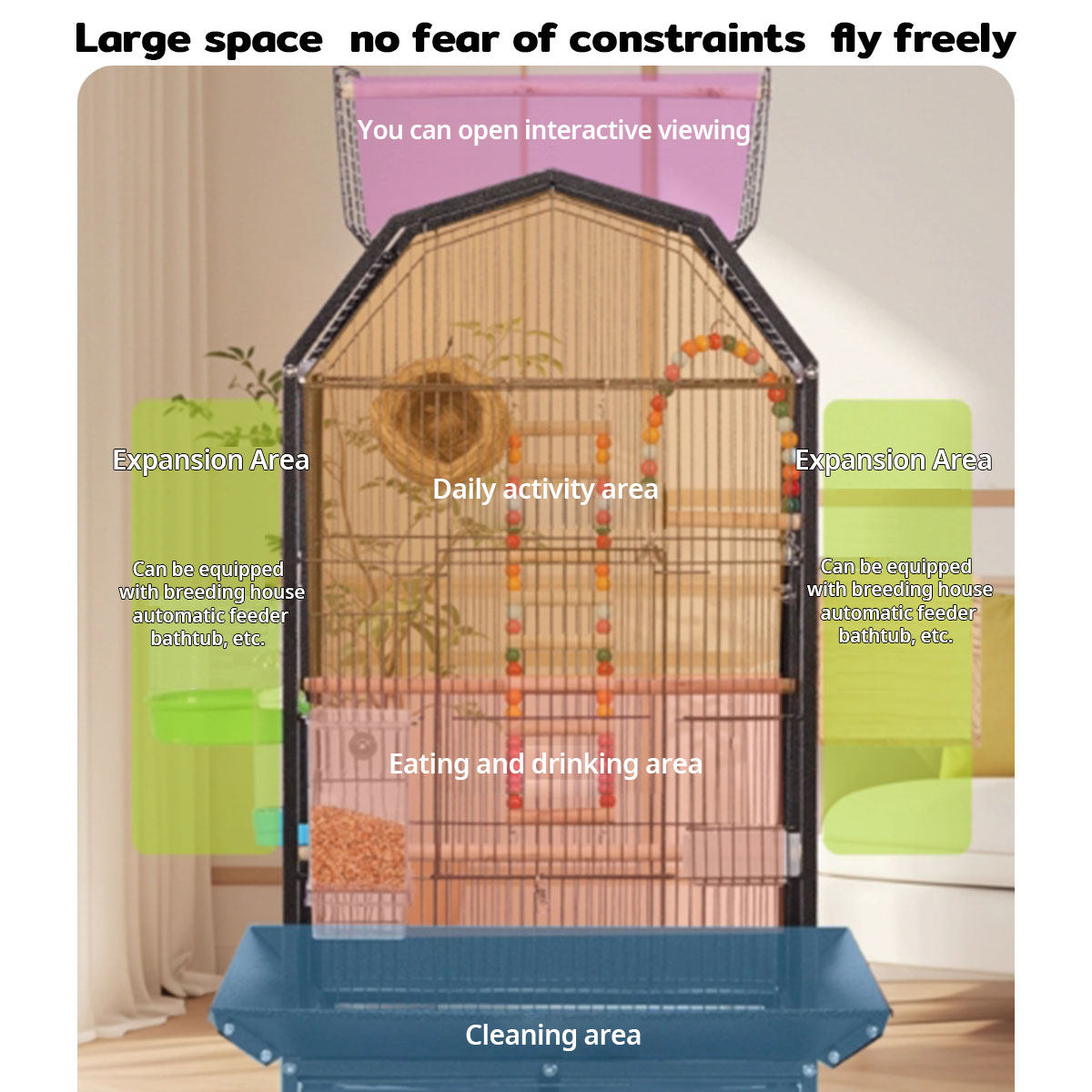 【Ready Stock】Extra Large Space Bird Cage Parrot Cage Multifunctional ...