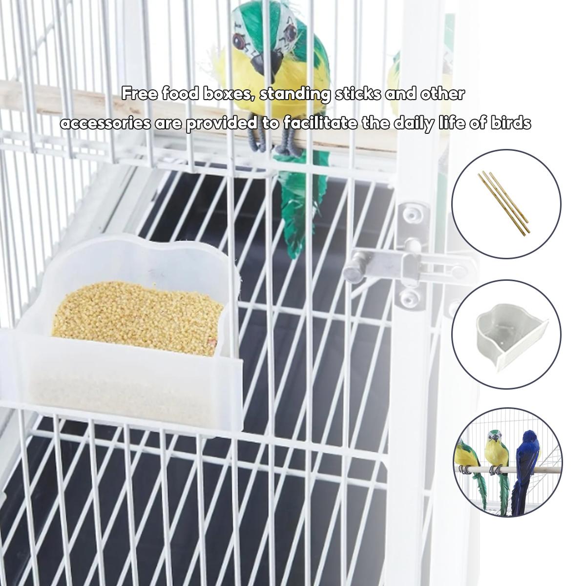 Image showcasing 【Ready Stock】Bird Cage Household Parrot Cage Peony Parrot Breeding Cage Large Bird Cage | Shopee ...