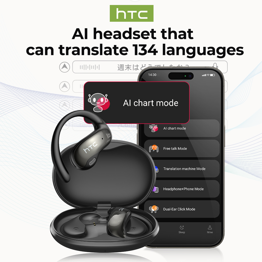 HTC NE19 Earphones AI Translation HiFi AI Stereo Wireless Headphones ...