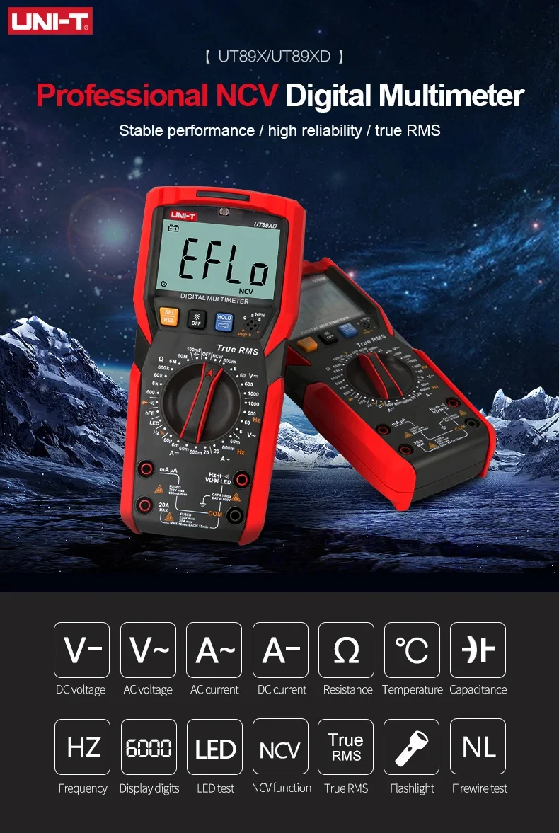 UNI-T UT89X UT89XD Professional Digital Multimeter AC DC Current ...