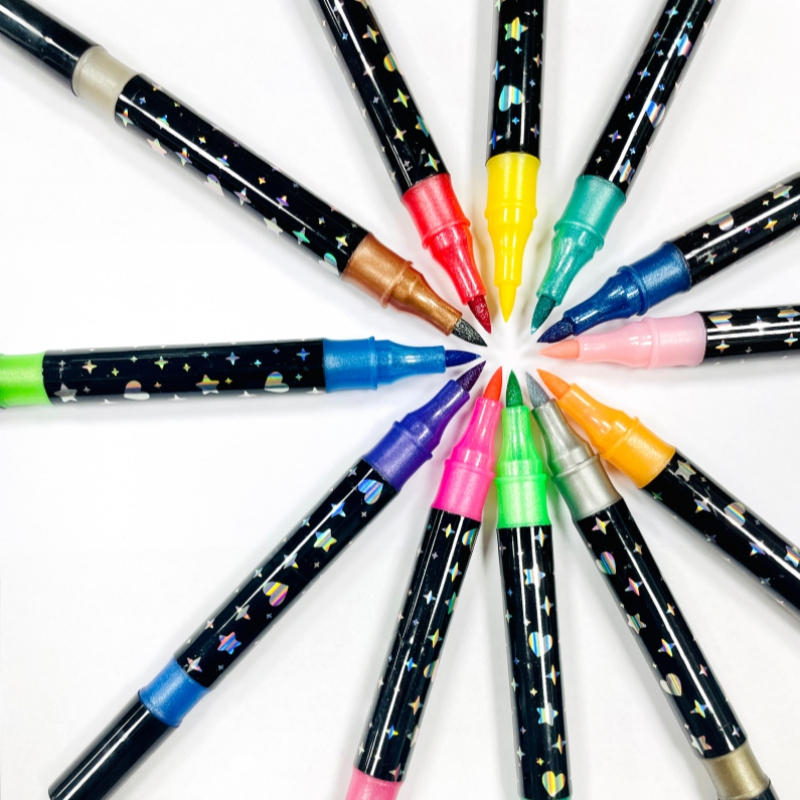 48Colors Dual Tip Glitter Drawing Color Pen Set Markers Metallic ...