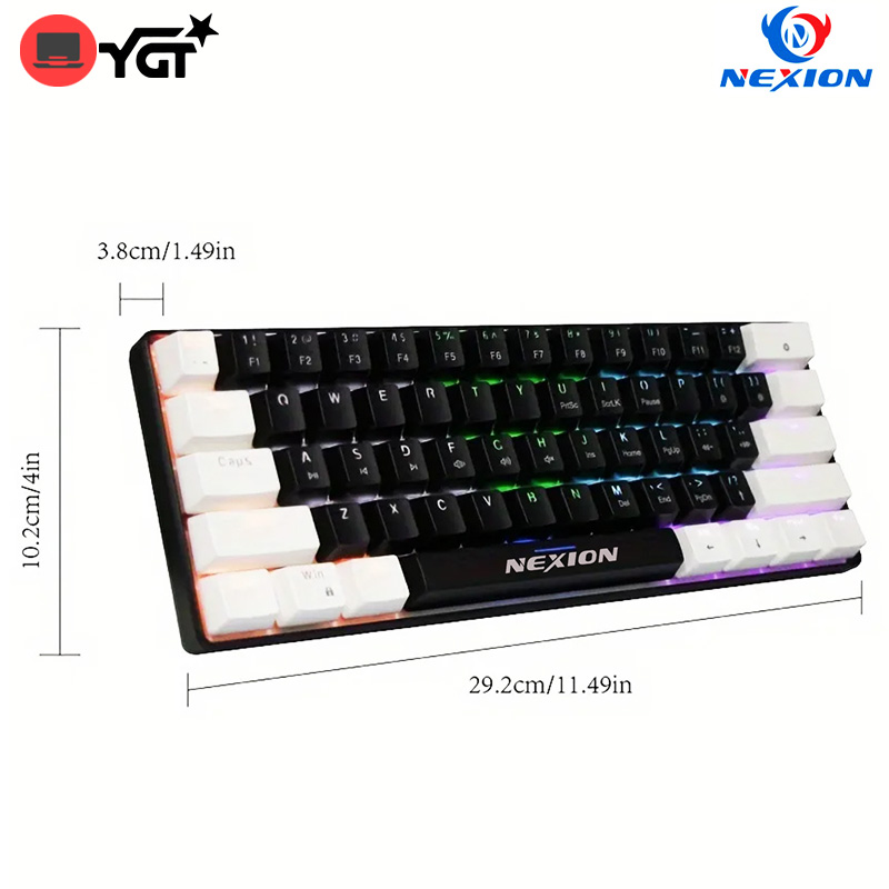 Nexion 61 Keys Wired Mechanical Keyboard RGB Hot Swappable Type-C Mode ...