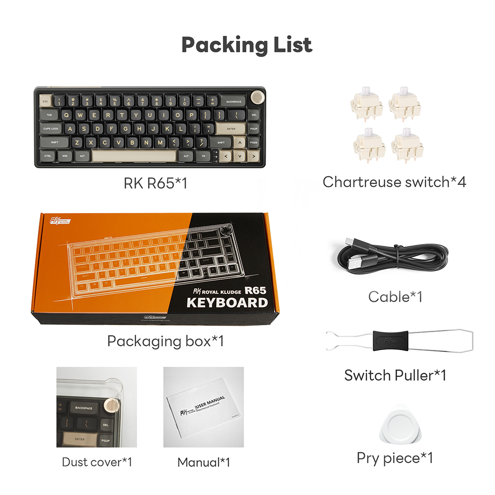 RK Royal Kludge RK R65 Gasket Wired Hot Swapple Mechanical Keyboard ...
