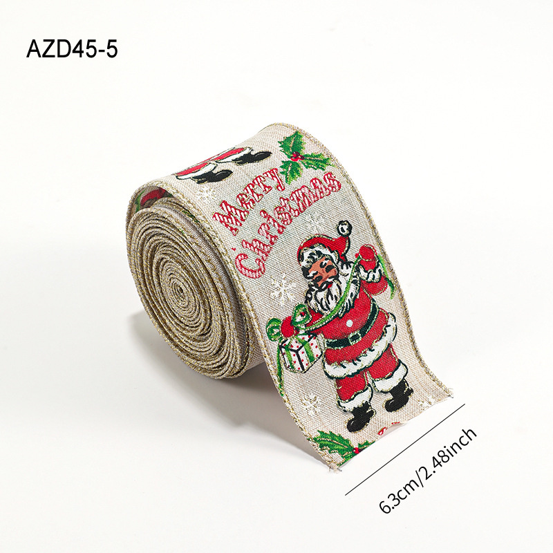 2026 Wired Christmas Ribbon Santa Claus Grossgrain Jute Burlap Linen ...