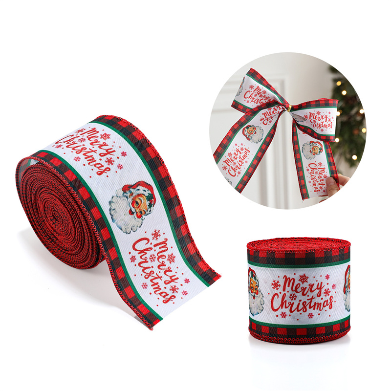 2026 Wired Christmas Ribbon Santa Claus Grossgrain Jute Burlap Linen ...