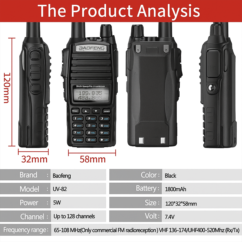 COD Baofeng UV82 Walkie Talkie Long Range 10km Dual PTT Band (VHF/UHF ...