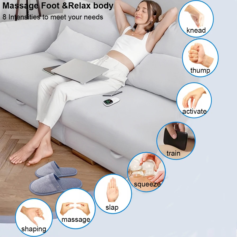 EMS Foot Massager Slippers Electric Feet Massage Shoes with Remote ...
