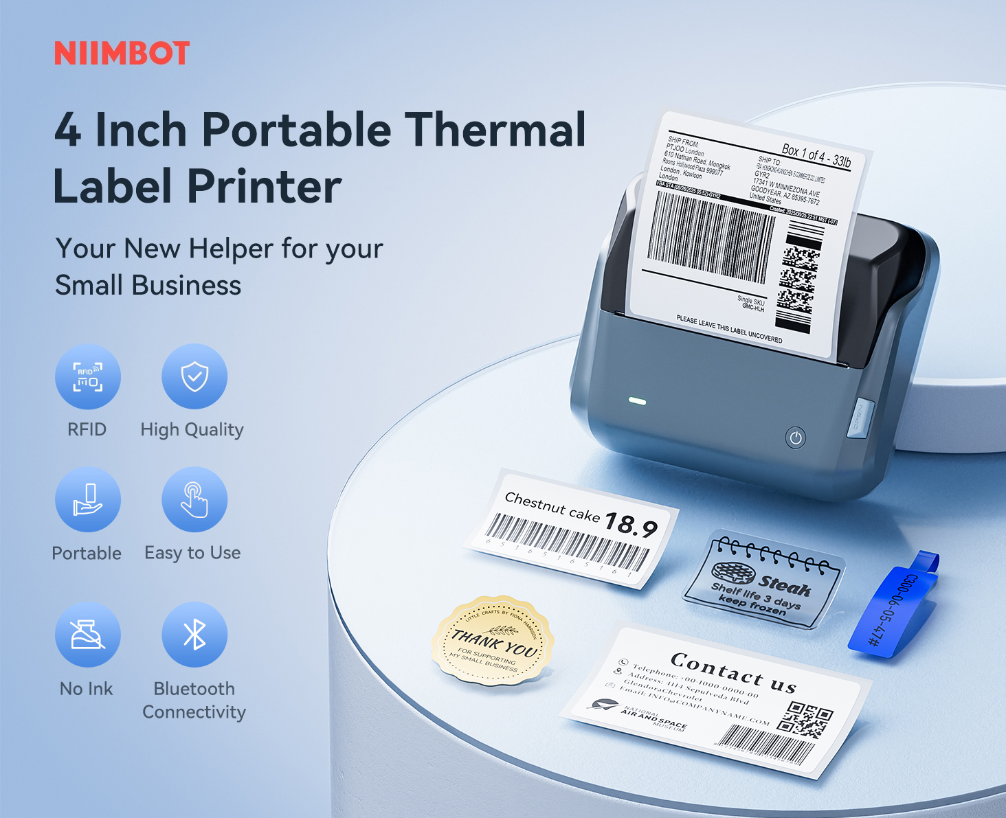 NIIMBOT B4 Label Maker 4 Inch Portable Thermal Label Printer For ...