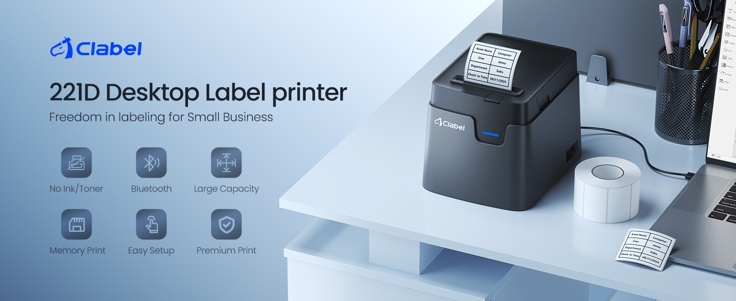 CLABEL 221D/321D Bluetooth Thermal Printer Barcode Label for Retail ...