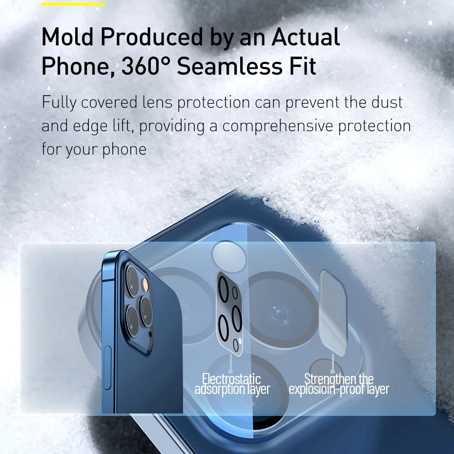 thumbnail image 2 of Tempered Glass Camera Lens Protector For IPhone 16 15 14 13 12 Pro Max 11 Pro - Full Coverage, Clear, Shockproof 2 of 4