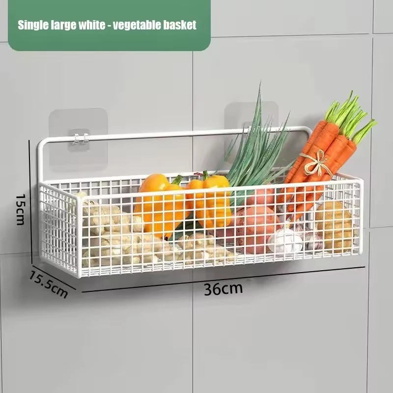 Wall Mounted Kitchen Organizer Rack Kitchen Spice Onion Hanging Basket ...
