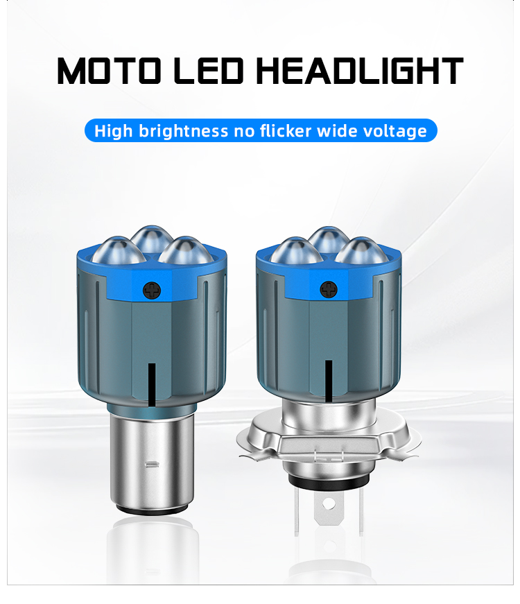 H6 BA20D H4 LED Headlight Motorcycle Bulbs with three Lens High/Low ...