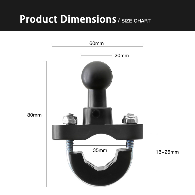 U-Ball Handlebar Mount - Universal 15-25mm Shockproof Bracket with ...