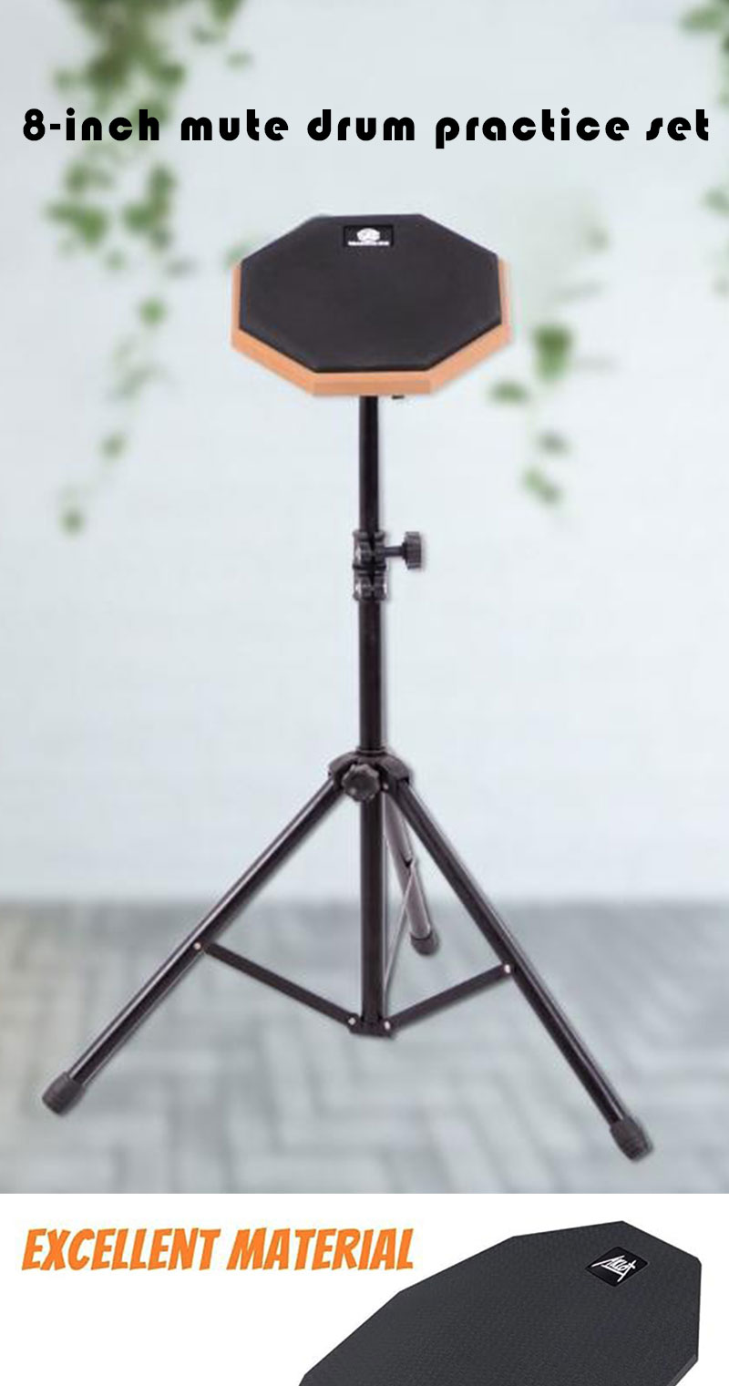 8 Inches Drum Practice Pad Set with Adjustable Stand (55-85cm) & Drum ...