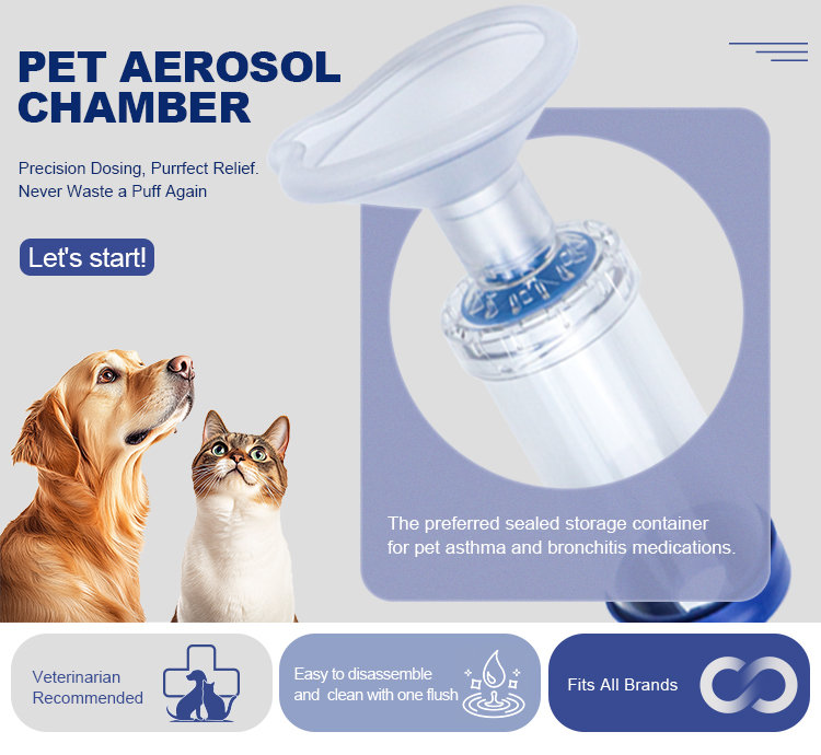 Canack Pet Aerosol Chamber Cat Asthma Inhaler Spacer Devices With PVC ...