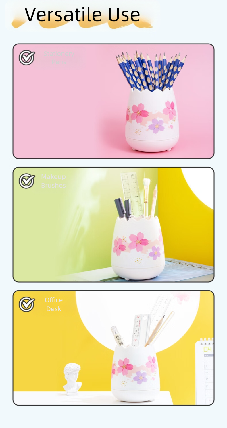 M&G stationery cherry blossom pen holder creative office desk storage ...