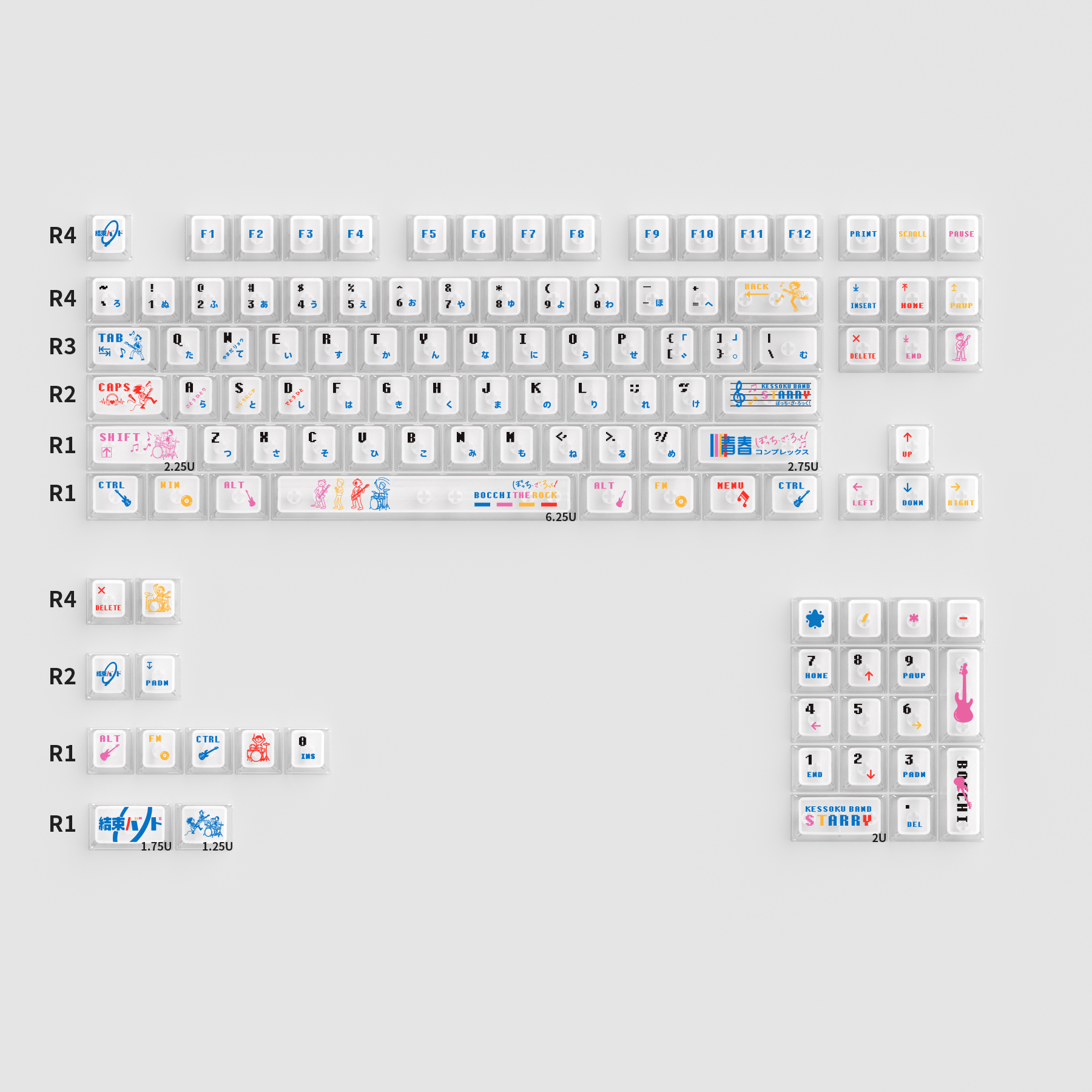 Distortion!! Keycaps Top fog transparent Cherry profile 114 kyes White ...