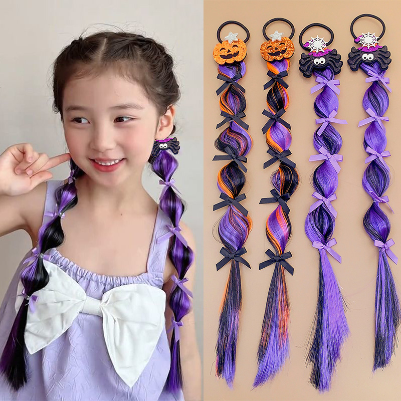 2pcs Halloween children's hair accessories, girl wigs, braids, hair