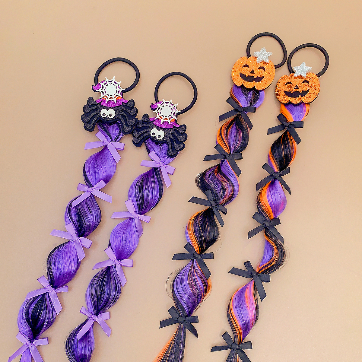 2pcs Halloween children's hair accessories, girl wigs, braids, hair