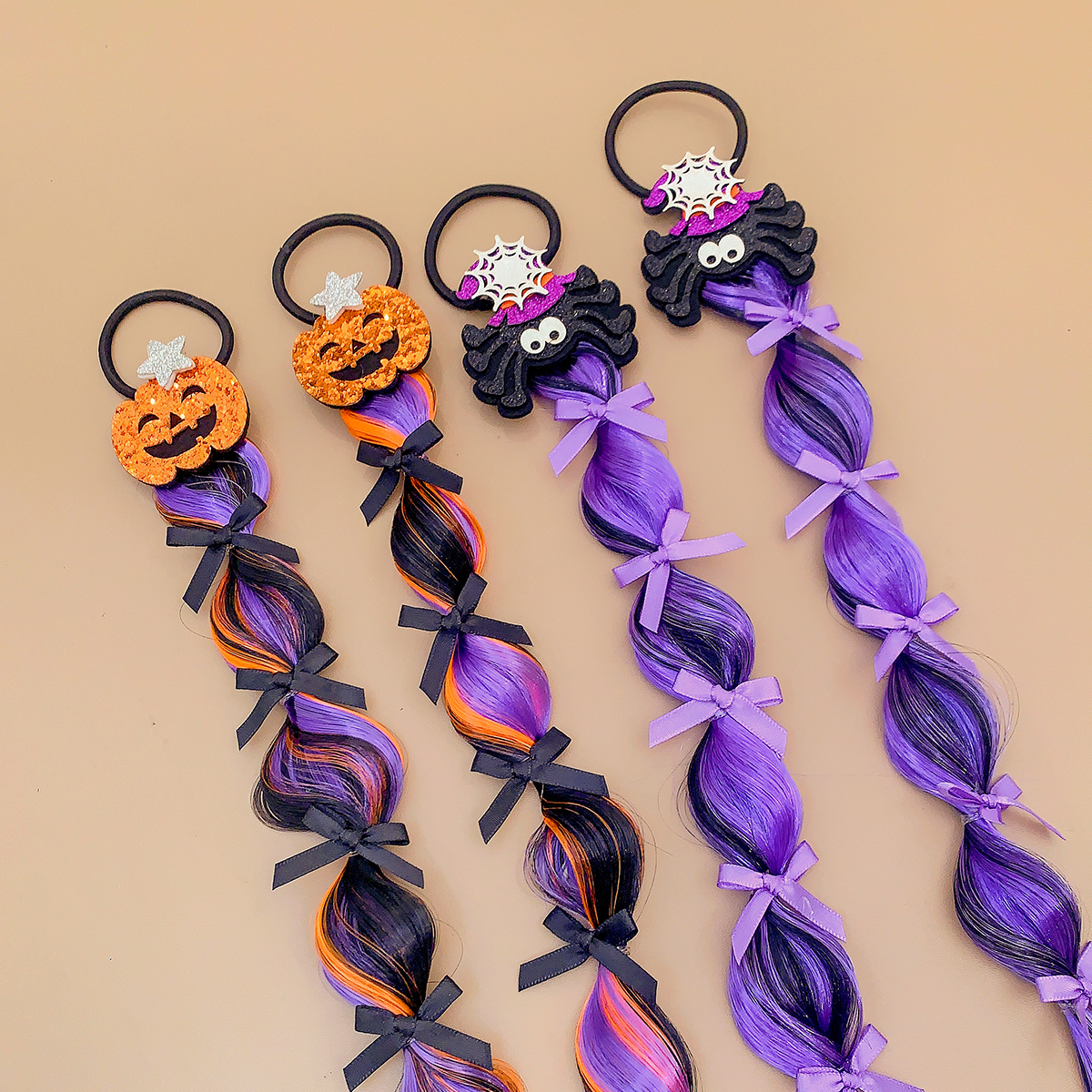 2pcs Halloween children's hair accessories, girl wigs, braids, hair