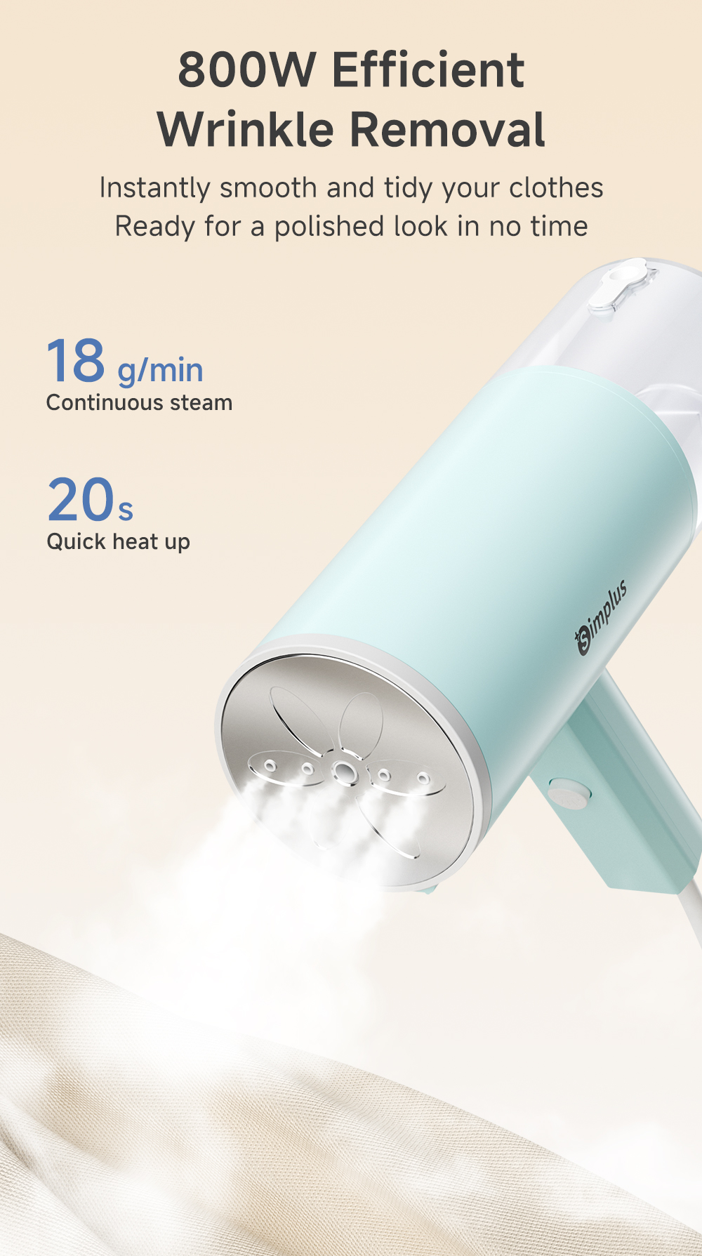 Simplus Steam Iron for Clothes Handheld Garment Steamer Foldable ...