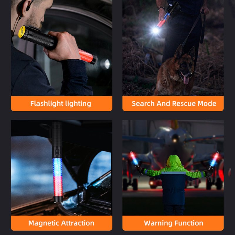 SUPERFIRE YJ04 1W LED Traffic Batons FlashLight Flash Warning Emergency ...