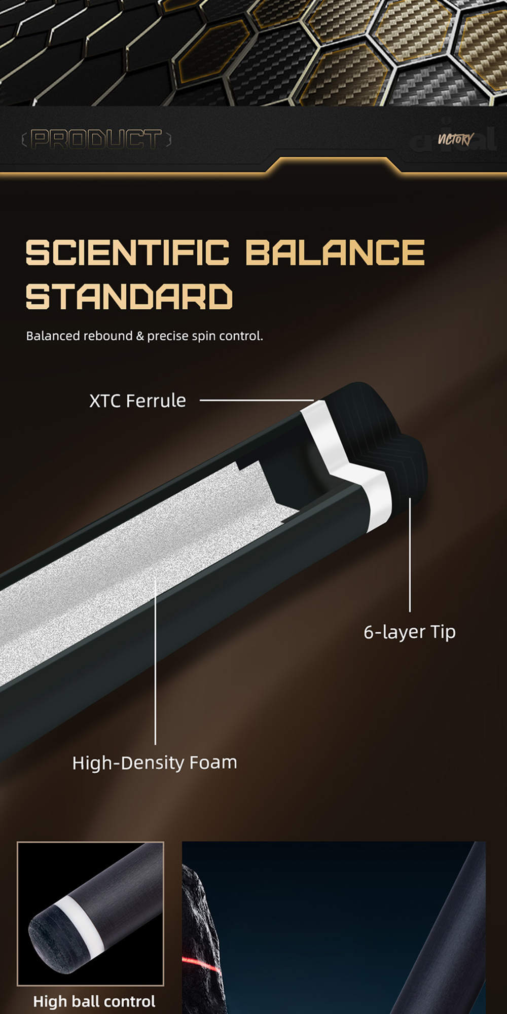 CRICAL Carbon Fiber Pool Cue Low Deflection Billiards Cue Stick 58 ...