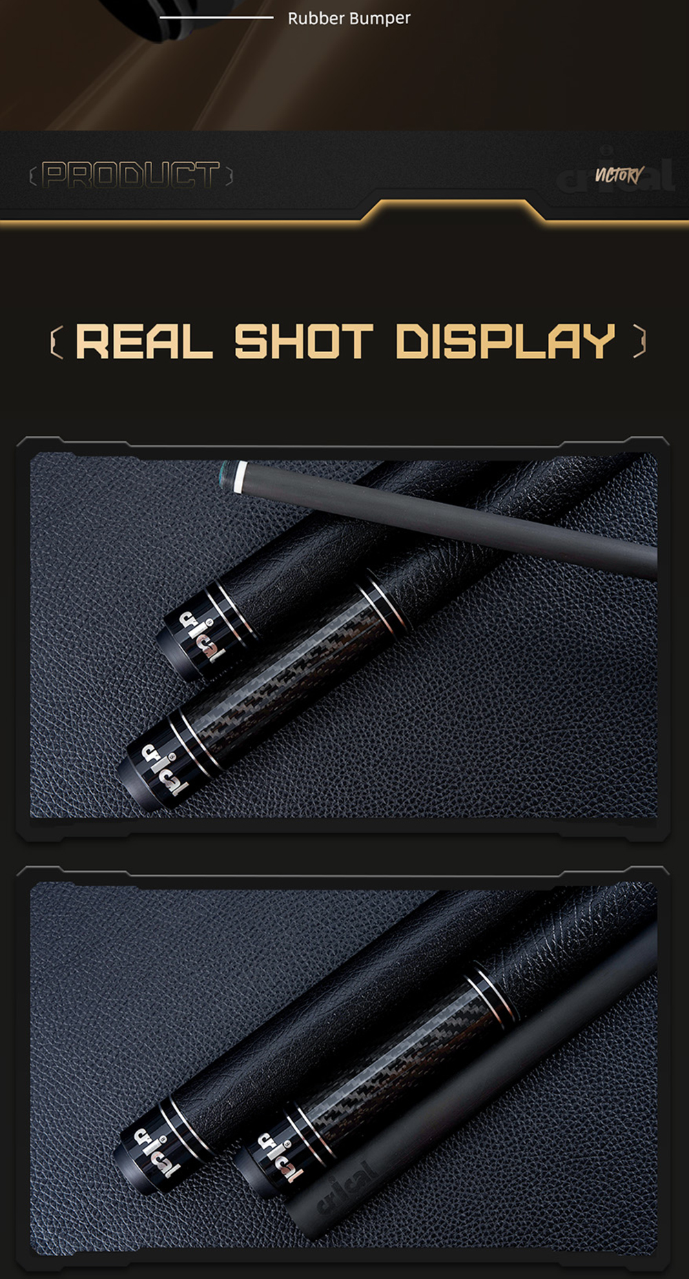 CRICAL Carbon Fiber Pool Cue Low Deflection Billiards Cue Stick 58 ...