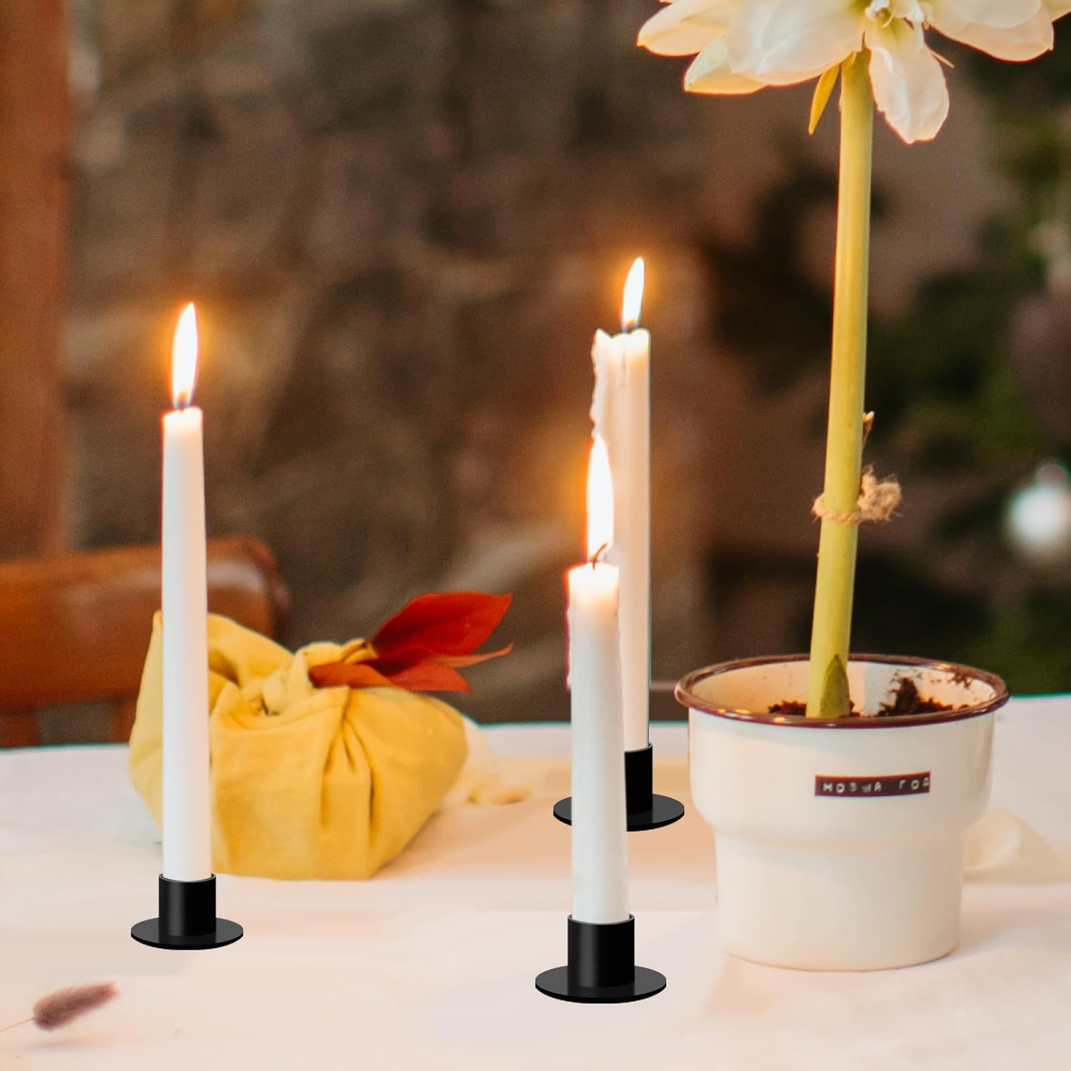 Set of 2/6 Taper Candle Holders, Matte Metal Candlestick Holders Bulk ...
