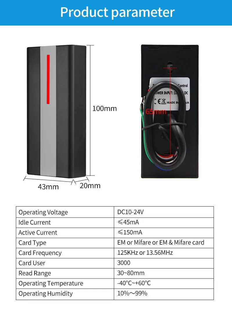 Stand Alone RFID Access Control Machine Proximity Card Reader Entry ...