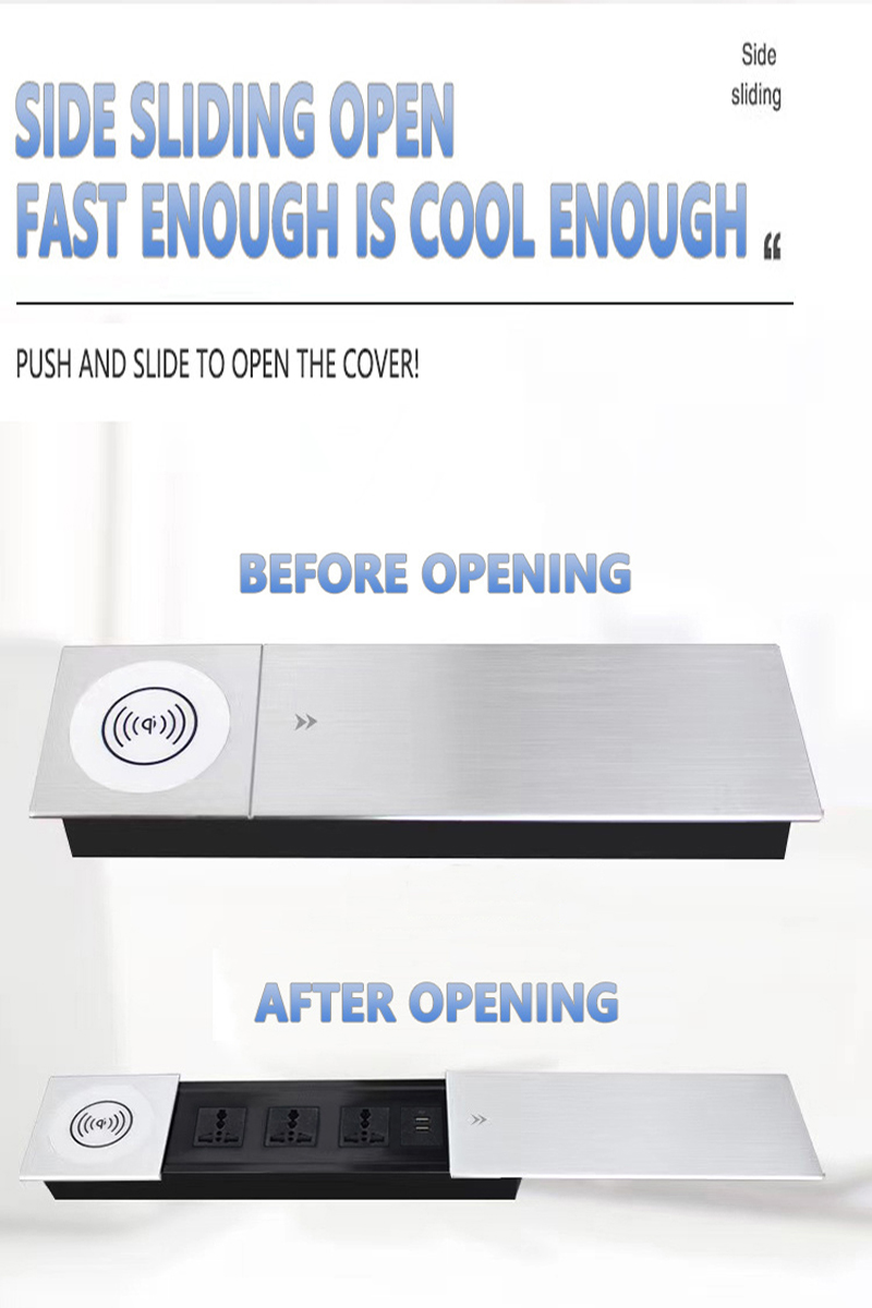 Embedded desktop socket side sliding hidden socket with conference ...