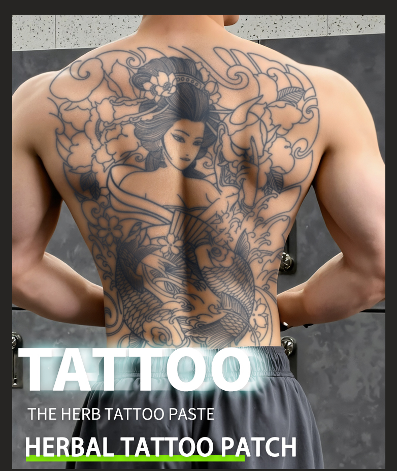 Japanese Geisha Full Back Waterproof Temporary Tattoo Lasts One to Two ...
