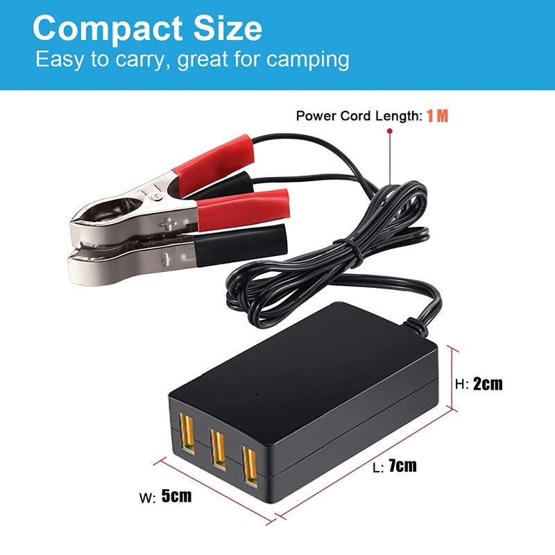 Battery Clip Charger Three USB Clip Charge DC12V 24V to 5V 3USB ...