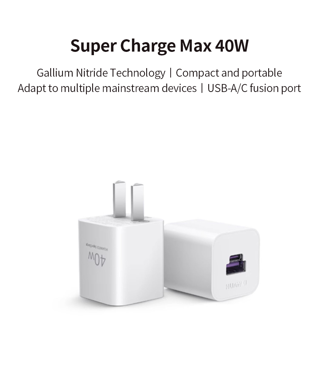 SuperCharge Max 40W GaN Charger Fusion USB-A/C Port Super Fast Charging ...