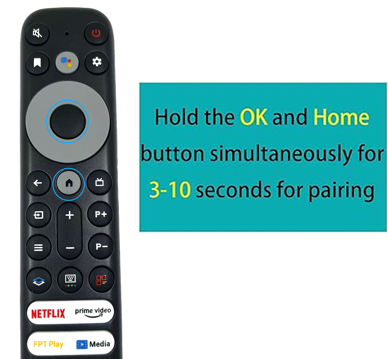 TCL 902V Bluetooth Voice Remote with Vietnamese FBT PLAY APP Shortcut ...