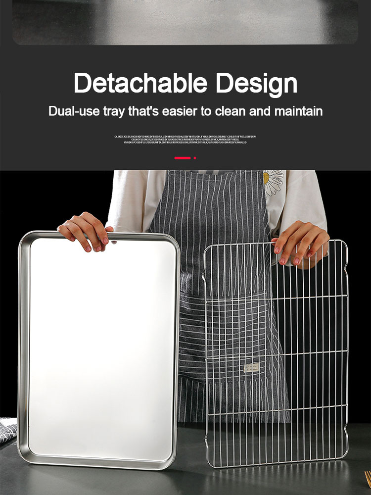 Baking Stainless Steel Tray with Removable Deep tray Cooling rack BBQ ...